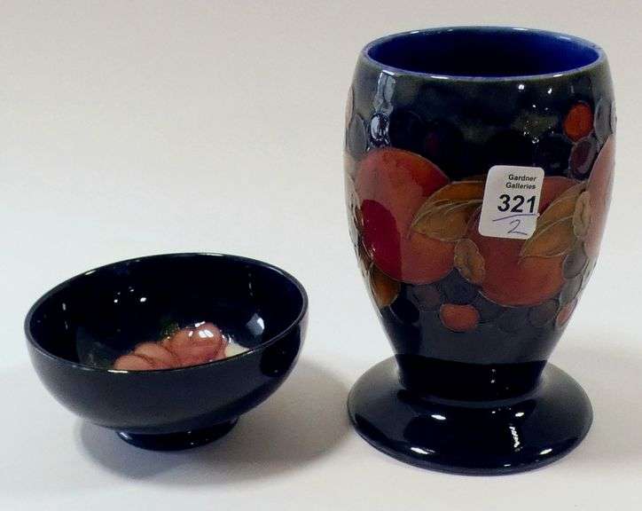 MOORCROFT POTTERY VASE AND BOWL