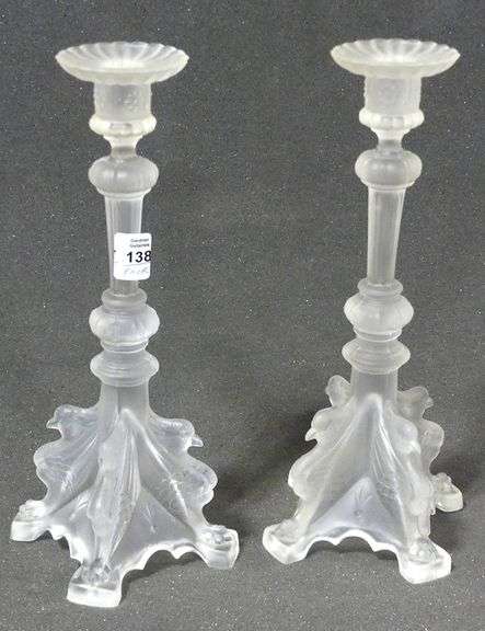 PAIR OF VAL ST. LAMBERT CANDLESTICKS