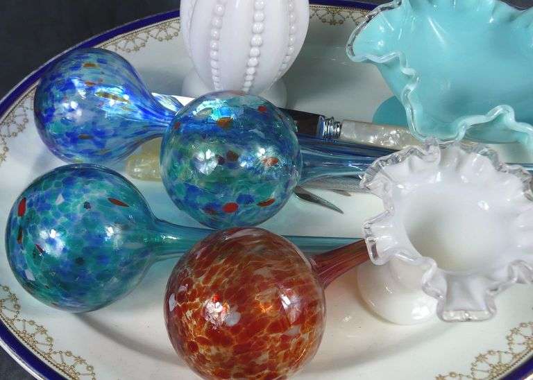 ART GLASS, CARVING SET, ETC.