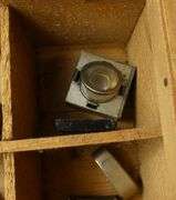 VINTAGE WOOD CRATE & INKWELLS