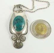 STERLING & TURQUOISE PENDANT NECKLACE