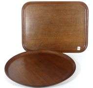 TWO TEAK SERVING TRAYS