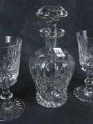CRYSTAL DECANTER & SET OF FOUR GLASSES