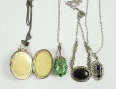 4 ANTIQUE/ART DECO PENDANT NECKLACES