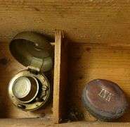 VINTAGE WOOD CRATE & INKWELLS