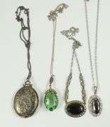 4 ANTIQUE/ART DECO PENDANT NECKLACES