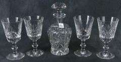 CRYSTAL DECANTER & SET OF FOUR GLASSES