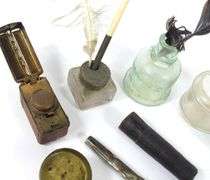 INKWELLS, TRAVEL VESTA CASE, ETC.