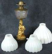 ANTIQUE OIL LAMP & SHADES