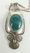 STERLING & TURQUOISE PENDANT NECKLACE