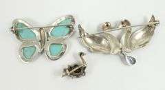 3 STERLING BIRD & INSECT PINS