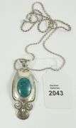 STERLING & TURQUOISE PENDANT NECKLACE