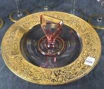 GOLD RIMMED STEMWARE & SERVING BOWL