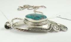 STERLING & TURQUOISE PENDANT NECKLACE