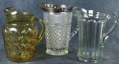 THREE GLASS PITCHERS