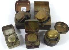 ANTIQUE BRASS INKWELLS
