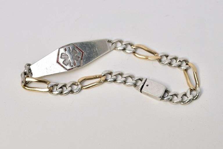 14K AND STERLING MEDIC ALERT BRACELET