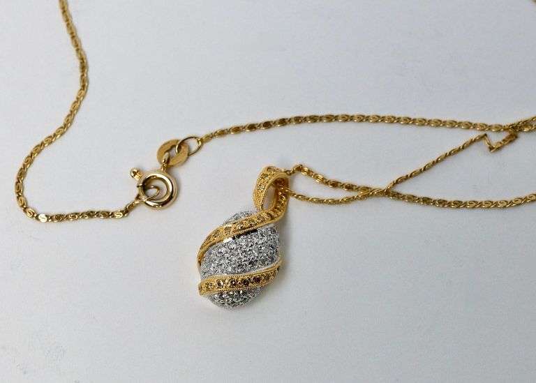 14K DIAMOND PENDANT AND CHAIN