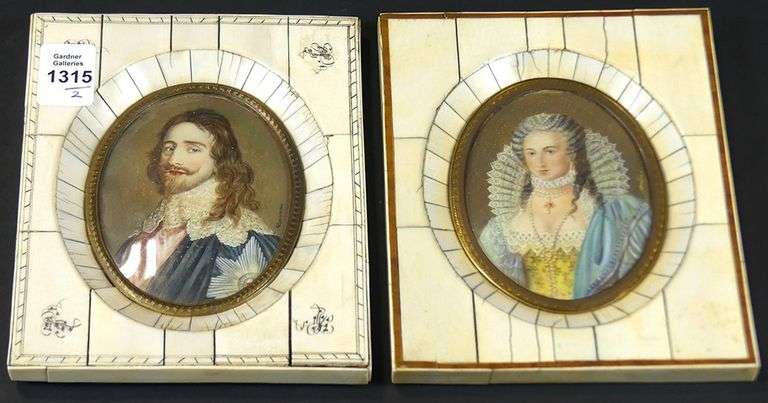 2 MINIATURE PORTRAITS ON IVORY