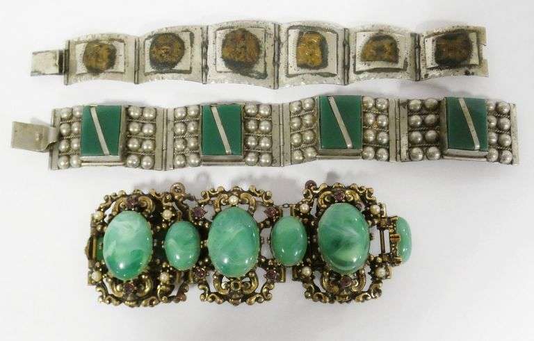 SIX BRACELETS AND PAIR OF EARRINGS