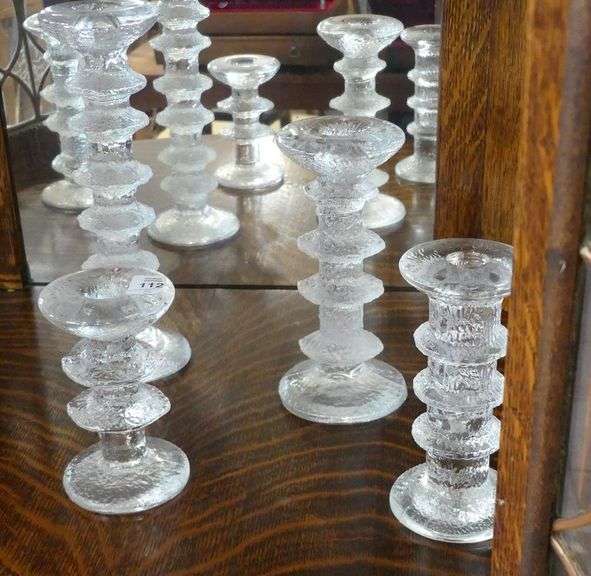 FIVE IITTALA ART GLASS CANDLESTICKS
