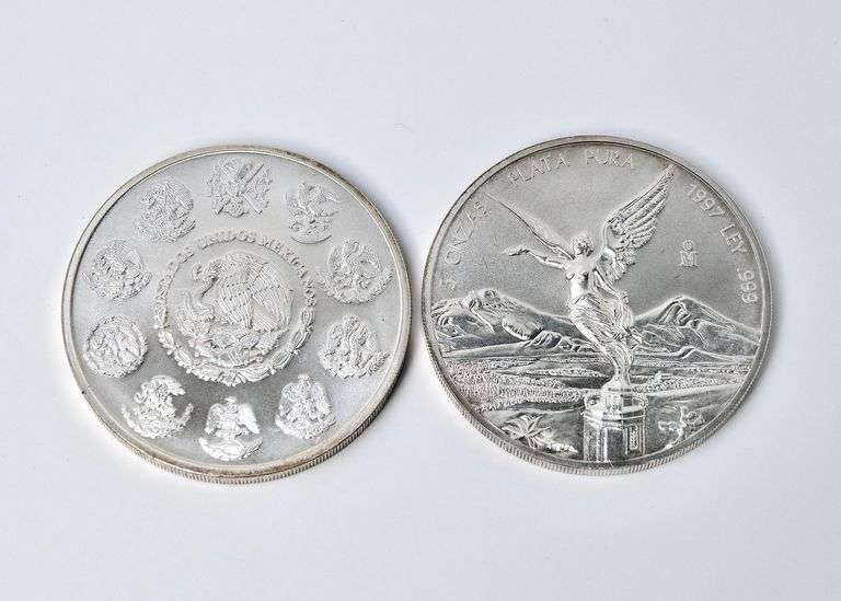 TWO .999 SILVER 5OZ COINS