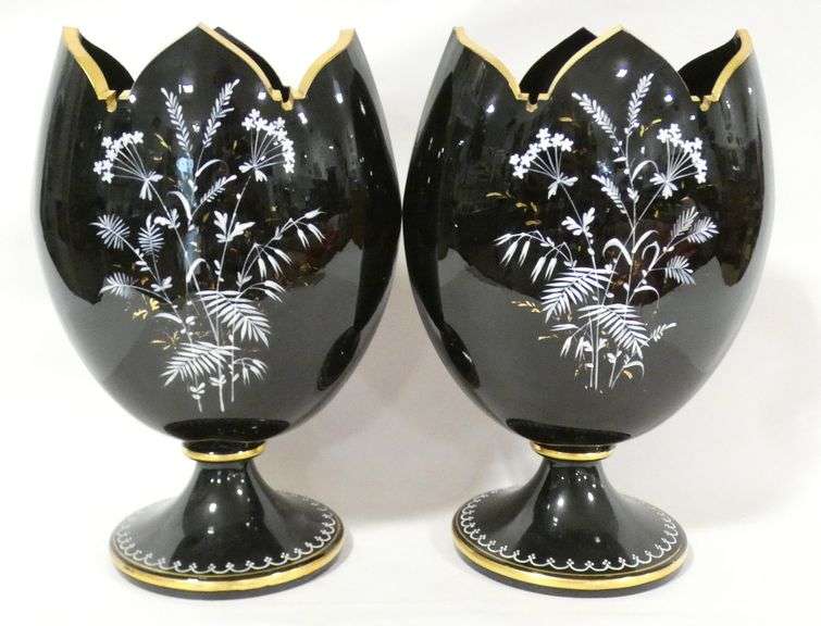 PAIR OF RARE MARY GREGORY VASES