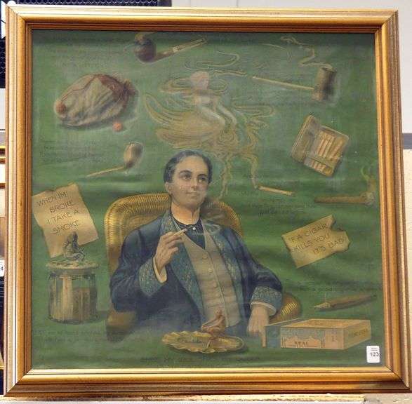 FRAMED ANTIQUE "SMOKING" ADVERTISEMENT
