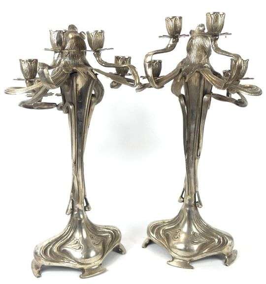 PAIR ART NOUVEAU CANDELABRA
