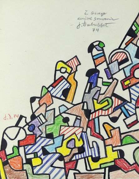 JEAN DUBUFFET (ATTRIBUTED) DRAWING & BOOKLET