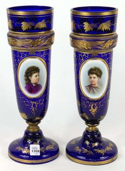 PAIR ANTIQUE GLASS VASES