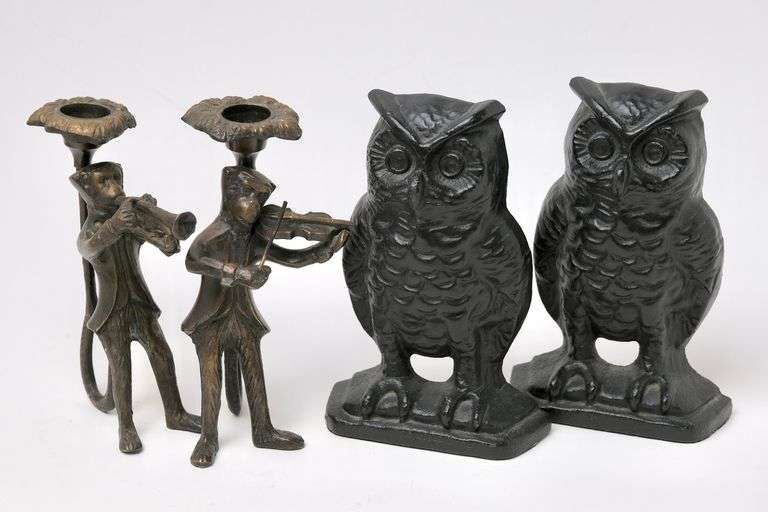 BOOKENDS AND CANDLESTICKS