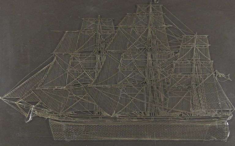 STERLING SILVER SHIP DISPLAYED IN FRAME