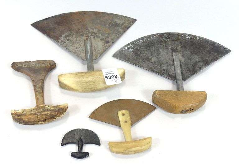 FIVE INUIT ULU TOOLS