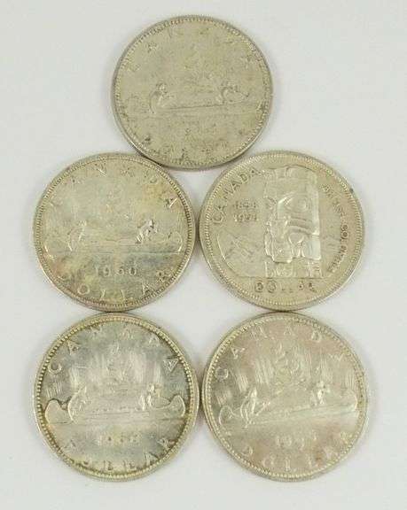 5 CANADIAN SILVER DOLLARS