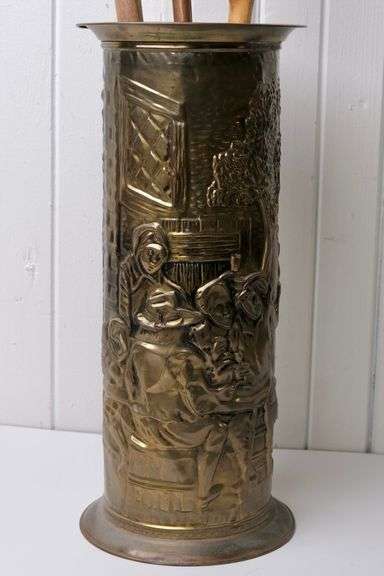 UMBRELLA STAND, WALKING STICKS AND HORN
