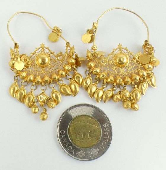 PAIR ORNATE GOLD EARRINGS