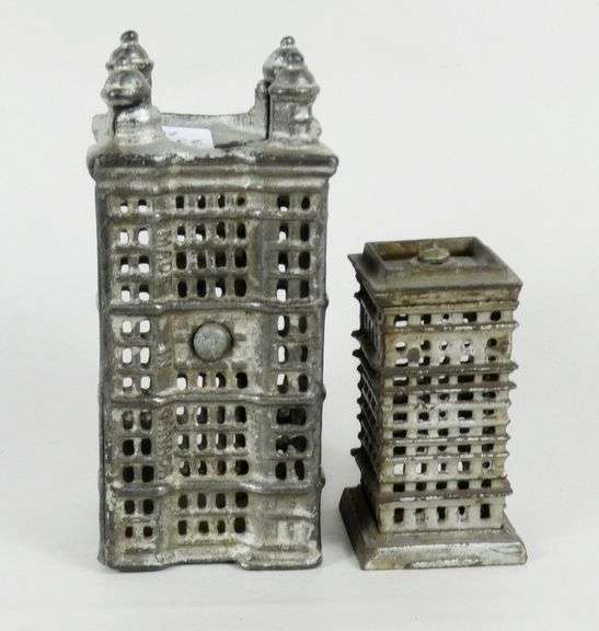 2 ANTIQUE SKYSCRAPER BANKS