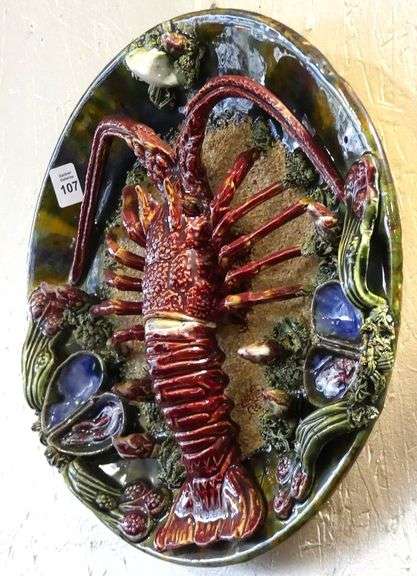 MAJOLICA PALISSEY POTTERY "LOBSTER" WALL PLATE