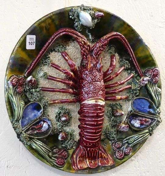 MAJOLICA PALISSEY POTTERY "LOBSTER" WALL PLATE