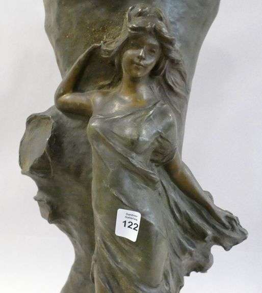 LARGE ART NOUVEAU SPELTER VASE
