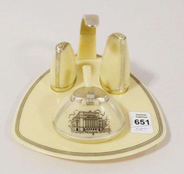 ART DECO BAKELITE CONDIMENT SET