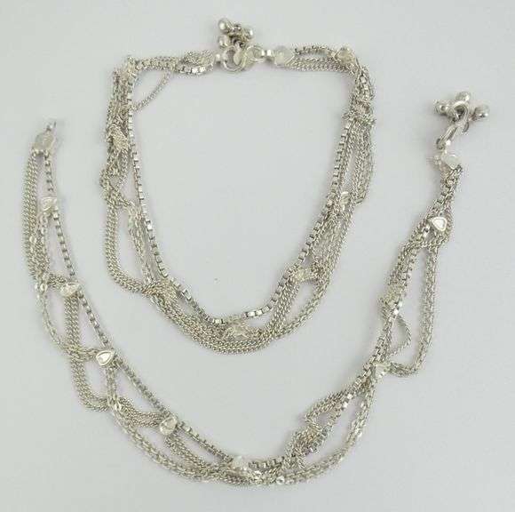 PAIR SILVER CHOKER NECKLACES