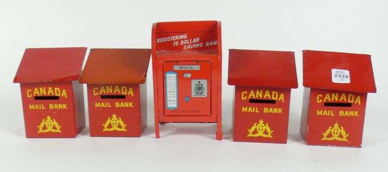 5 TIN COIN BANKS