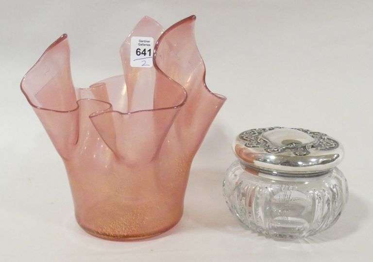 HANDKERCHIEF VASE AND POWDER JAR