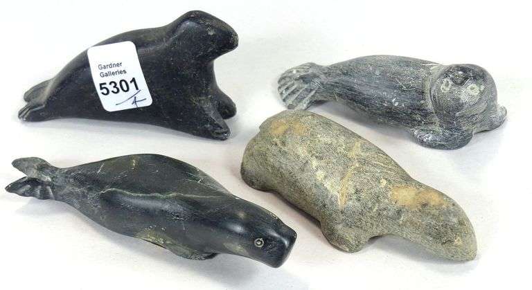 FOUR SOAPSTONE CARVINGS