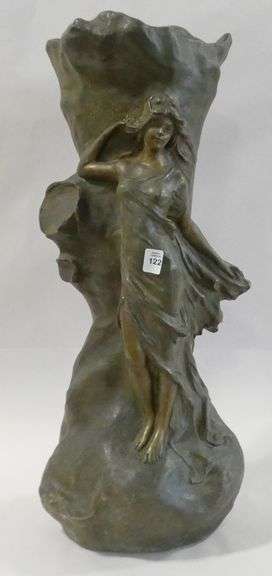 LARGE ART NOUVEAU SPELTER VASE