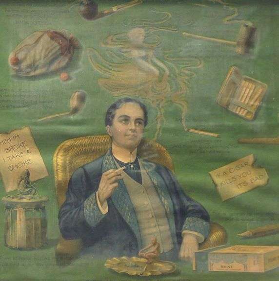 FRAMED ANTIQUE "SMOKING" ADVERTISEMENT