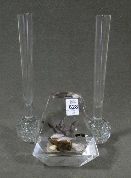MCM BUD VASES AND PAPERWEIGHT