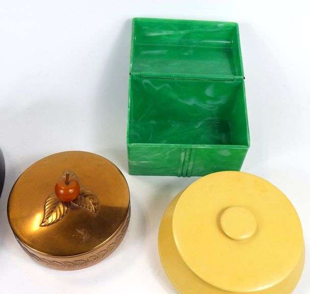 BAKELITE HOLDER, CARD CASE & TRINKET BOXES